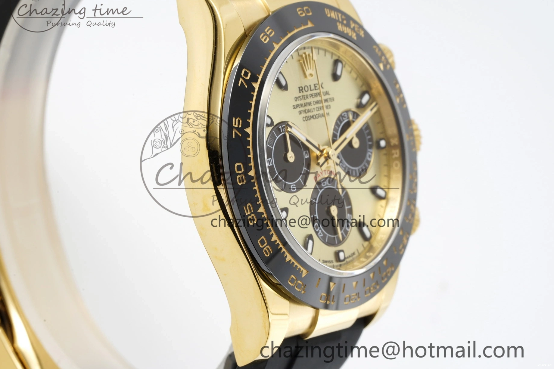 1222 OnTrend Daytona 116518 BTF 1:1 Best Edition YG Black Dial on Oysterflex Rubber Strap SA4130 V 2260